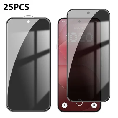  For Nothing Phone (4a) Pro 25Pcs Anti-spy Screen Protector Silk Printing High Aluminium-silicon Glass Full Cover Anti-fingerprint Privacy Film - Black