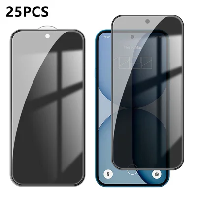  For Nothing Phone (4a) 25Pcs Anti-spy Screen Protector Silk Printing High Aluminium-silicon Glass Full Cover Anti-fingerprint Privacy Film - Black