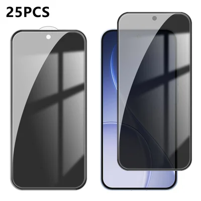 För Oppo Reno15 Pro Max 5G (Global) 25 st Anti-spy Screen Protector Silk Printing High Aluminium-silicon Glass Full Cover Anti-fingerprint Privacy Film - Svart