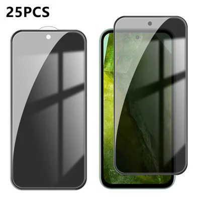  For Google Pixel 8a 25Pcs Anti-spy Screen Protector Silk Printing High Aluminium-silicon Glass Full Cover Anti-fingerprint Privacy Film - Black