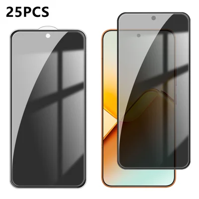  For Honor Power2 5G 25Pcs Anti-spy Screen Protector Silk Printing High Aluminium-silicon Glass Full Cover Anti-fingerprint Privacy Film - Black