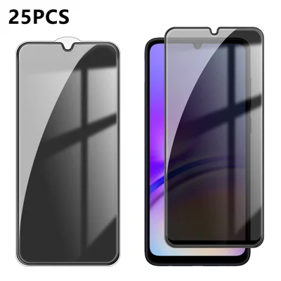  For Samsung Galaxy A05 4G 25Pcs Anti-spy Screen Protector Silk Printing High Aluminium-silicon Glass Full Cover Anti-fingerprint Privacy Film - Black
