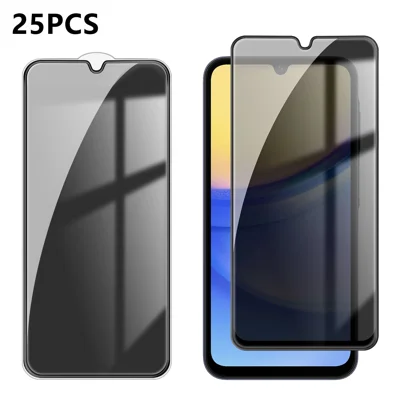  For Samsung Galaxy A15 5G / Galaxy A15 4G 25Pcs Anti-spy Screen Protector Silk Printing High Aluminium-silicon Glass Full Cover Anti-fingerprint Privacy Film - Black