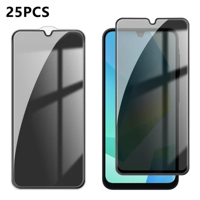  For Samsung Galaxy A16 4G / Galaxy A16 5G 25Pcs Anti-spy Screen Protector Silk Printing High Aluminium-silicon Glass Full Cover Anti-fingerprint Privacy Film - Black