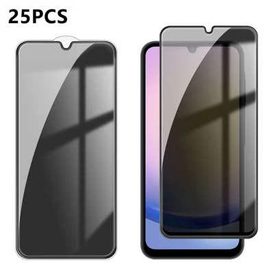För Samsung Galaxy A25 5G (Global) (161 mm) 25 st Anti-spy screen protector Silk Printing High Aluminium-silicon Glass Full Cover Anti-fingerprint Privacy Film - Svart