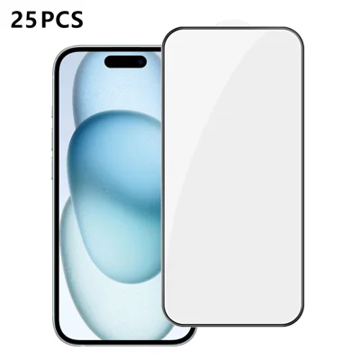  For iPhone 15 25Pcs Full Cover Screen Protector Silk Printing Ultra Clear High Aluminium-silicon Glass Film - Transparent