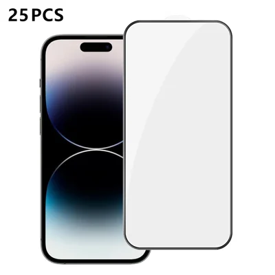  For iPhone 14 Pro 25Pcs Full Cover Screen Protector Silk Printing Ultra Clear High Aluminium-silicon Glass Film - Transparent