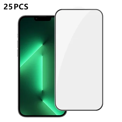  For iPhone 13 Pro 25Pcs Full Cover Screen Protector Silk Printing Ultra Clear High Aluminium-silicon Glass Film - Transparent