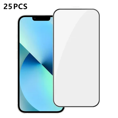  For iPhone 13 25Pcs Full Cover Screen Protector Silk Printing Ultra Clear High Aluminium-silicon Glass Film - Transparent