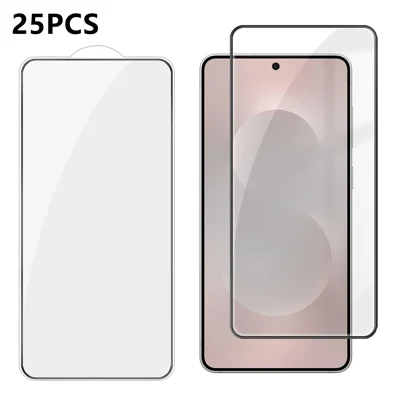  For Samsung Galaxy S25 Edge 25Pcs Full Cover Screen Protector Silk Printing Ultra Clear High Aluminium-silicon Glass Film - Transparent