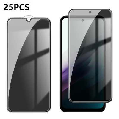  For Xiaomi Redmi 15 5G (Global) (169mm) 25Pcs Anti-spy Screen Protector Silk Printing High Aluminium-silicon Glass Full Cover Anti-fingerprint Privacy Film - Black