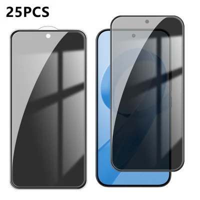 For Xiaomi Poco F8 Ultra / Redmi K90 Pro Max 5G 25Pcs Anti-spy Screen Protector Silk Printing High Aluminium-silicon Glass Full Cover Anti-fingerprint Privacy Film - Black