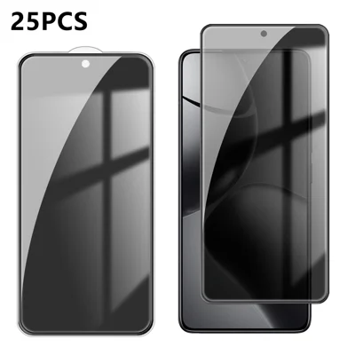  Pour Xiaomi 14T 25 pièces Protecteur d'écran anti-espion Impression en soie Verre aluminium-silicium haut de gamme Film de protection de confidentialité anti-empreintes - Noir