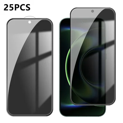  For Xiaomi 17 Ultra 5G 25Pcs Anti-spy Screen Protector Silk Printing High Aluminium-silicon Glass Full Cover Anti-fingerprint Privacy Film - Black