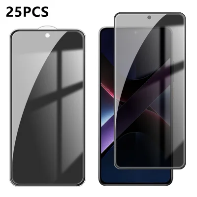 För Xiaomi Poco X7 Pro 5G 25 st Anti-spy Screen Protector Silk Printing Hög aluminium-siliciumglas Full Cover Anti-fingeravtryck Privacy Film - Svart