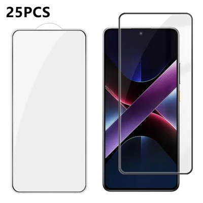  For Xiaomi Poco X7 Pro 5G 25Pcs Full Cover Screen Protector Silk Printing Ultra Clear High Aluminium-silicon Glass Film - Transparent