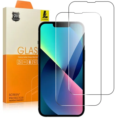 LAJABONI 2 Unidades para iPhone 13 mini Protector de Pantalla Transparente HD, Vidrio Templado a Prueba de Explosión con Borde Curvo 2.5D, Película de Pantalla - Transparente
