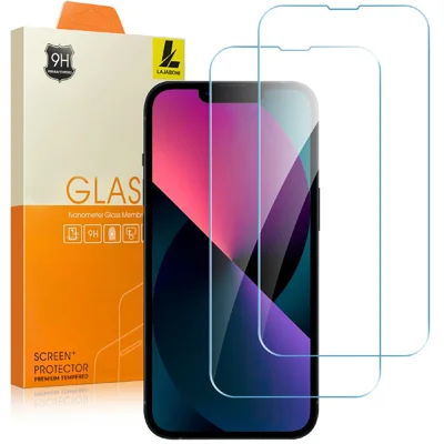 LAJABONI 2 шт. для iPhone 13 mini HD прозрачная пленка защита от синего света, не полное покрытие, закаленное стекло - прозрачное