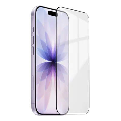 Para iPhone 17 Protector de Pantalla Completa de Vidrio Corning Gorilla Glass 9H de Dureza, Película Transparente con Impresión de Seda Anti-huellas
