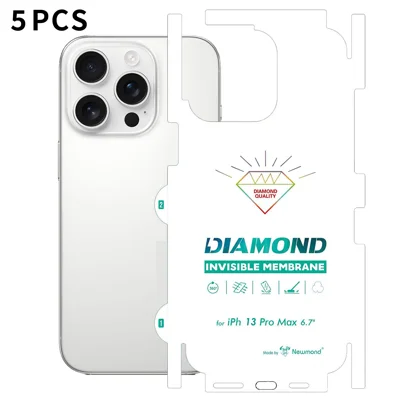  For iPhone 13 Pro Max 5Pcs TPU Hydrogel Film Invisible Self-Healing Anti-Fingerprint Full Cover Back Protector - Transparent