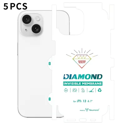  For iPhone 13 5Pcs TPU Hydrogel Film Invisible Self-Healing Anti-Fingerprint Full Cover Back Protector - Transparent