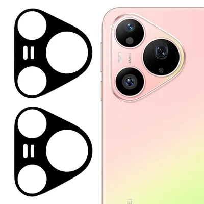 2Pcs For Huawei Pura 90 Pro Full Coverage Camera Lens Protector Silk Printing Tempered Glass Lens Film 3D Arc Edge - Black