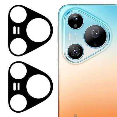 2 pièces pour Huawei Pura 90 Pro Max protecteur de lentille d'appareil photo en verre trempé avec impression en soie protection complète de la lentille bord incurvé 3D - Noir