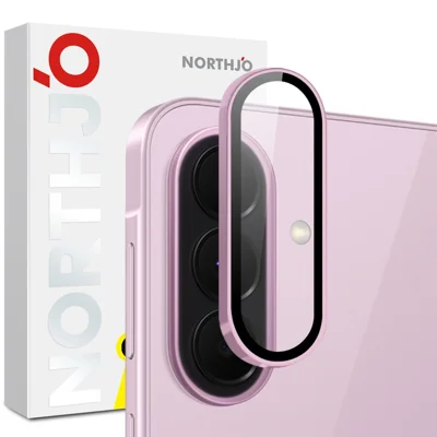 NORTHJO 1 Set For Samsung Galaxy A27 5G Tempered Glass Camera Lens Film CD Veins Metal Ring Lens Guard (Complete Coverage) - Pink
