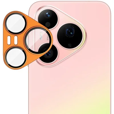 IMAK For Huawei Pura 90s Pro / Pura 90 Pro Camera Lens Film Metal Lens Cap + Tempered Glass Lens Protector - Orange
