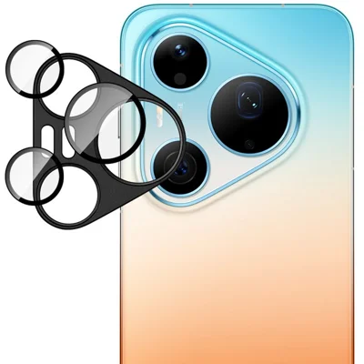 IMAK For Huawei Pura 90s Pro Max / Pura 90 Pro Max Camera Lens Film Metal Lens Cap + Tempered Glass Lens Protector - Black