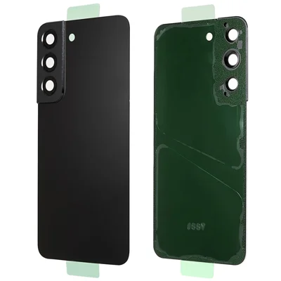 For Samsung Galaxy S22 5G S901 Battery Housing with Adhesive Sticker + Camera Lens Cover - Black