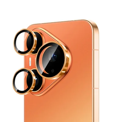 RURIHAI For Huawei Pura 90 Pro Camera Lens Protector Tempered Glass Metal Ring Lens Film - Orange