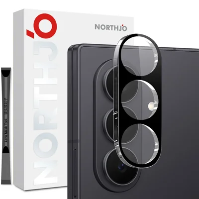 NORTHJO Pour Samsung Galaxy Z Fold8 Protecteur de Lentille d'Appareil Photo Impression Soie Noire Verre Trempé 3D Transparent Plein Écran Film de Lentille - Noir