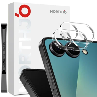 NORTHJO 2Pcs For Samsung Galaxy Z Flip8 Tempered Glass Camera Lens Protector Clear 3D Integrated Full Coverage - Transparent
