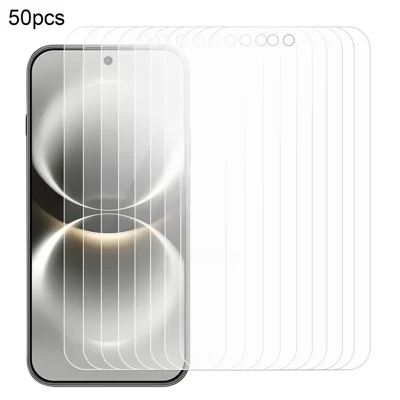 50 szt. Folia ochronna do ekranu Huawei nova 15 Max, folia z hartowanego szkła przyklejanego do całego ekranu, przezroczysta (NIE pełna ochrona), (bez opakowania, z zestawem chusteczek,吸附erem pyłu, naklejką prowadzącą) - Przezroczysta