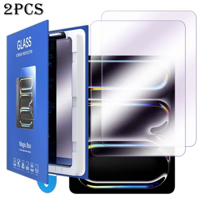  For iPad Pro 11 (2024) / iPad Pro 11 (2025) 2Pcs Screen Protector Anti-blue-ray Tempered Glass Film with Dust-Free Installation Tool - Purple