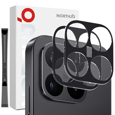 NORTHJO 2Pcs For Xiaomi 17T Full Coverage Camera Lens Protector Silk Printing 3D Clear Tempered Glass Lens Film - Black