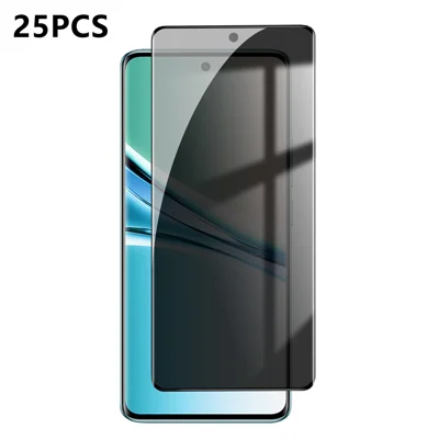  Protector de pantalla antiespías de 25 piezas para Xiaomi Poco M8 5G / Xiaomi Redmi Note 15 5G (Global), impresión en seda, vidrio de aluminosilicato completo, película de privacidad antihuellas - Negro