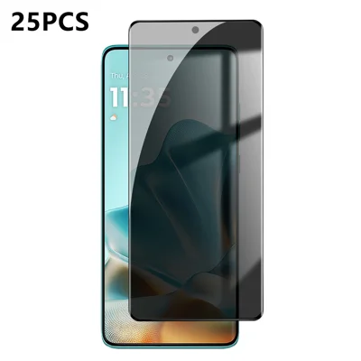 Para Motorola Edge 60 5G / Motorola Edge 60 Fusion 5G 25 Unidades Protetor de Ecrã Anti-espionagem Impressão em Seda Vidro Alumino-silicatado Cobertura Total Filme de Privacidade Anti-impressão Digital - Preto