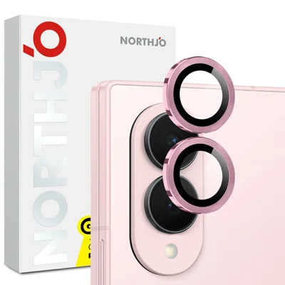 NORTHJO 1 комплект для Samsung Galaxy Z Fold8, пленка для камеры из закаленного стекла, защита объектива с металлическим кольцом с эффектом CD-диска (полное покрытие) — розовый