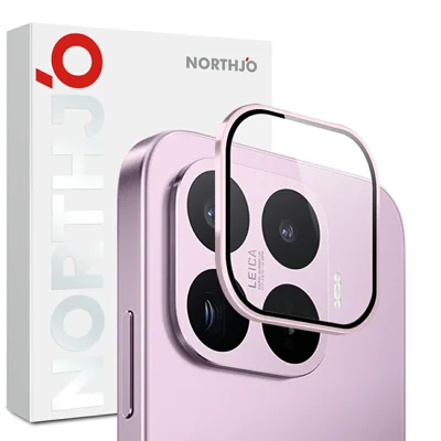 NORTHJO 1 Satz für Xiaomi 17T / 17T Pro Gehärtetes Glas Objektivfolie CD-Venen Metallring Objektivschutz (Vollständige Abdeckung) - Rosa