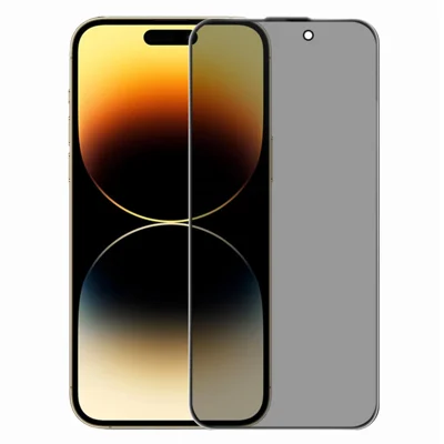 RURIHAI pour iPhone 14 Pro Protecteur d'écran privé Film en verre anti-reflet haute teneur en aluminium et silicium - Noir