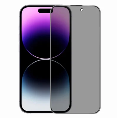 RURIHAI لجهاز iPhone 14 Pro Max واقي الشاشة الخاص بالخصوصية تقنية AR المضادة للانعكاس، فيلم من الزجاج عالي السيليكون والألومنيوم - أسود