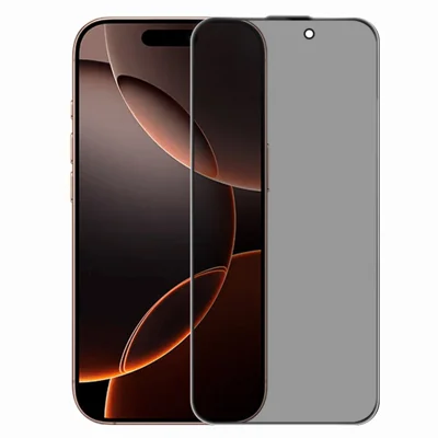 RURIHAI لجهاز iPhone 16 Pro Max واقي الشاشة الخاص بالخصوصية بتقنية مقاومة الانعكاس من الزجاج السيليكوني عالي الألومنيوم - أسود