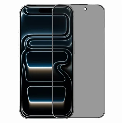 RURIHAI لجهاز iPhone 17 Pro واقي الشاشة الخاص بالخصوصية تقنية مضادة للانعكاسات فيلم من الزجاج عالي السيليكون والألومنيوم - أسود