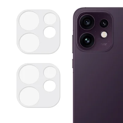 قطعتان لجهاز Oppo Reno16 5G (عالمي) واقي عدسة كاميرا شفاف بالكامل بطبقة زجاج مُقَسّى منحنية ثلاثية الأبعاد مقاومة للخدوش - شفاف