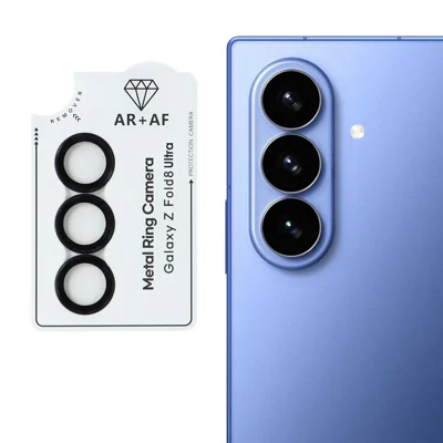 واقي عدسة كاميرا لهاتف Samsung Galaxy Z Fold8 ألترا مصنوع من زجاج مُصلب عالي الوضوح بتقنية الطلاء الكهربائي - أسود