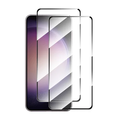 HAT PRINCE for Samsung Galaxy S26 FE / S25 FE ENKAY  2Pcs Full Screen Protector Silk Printing 0.18mm High Aluminum-silicon Glass (Fingerprint Unlock) - Transparent