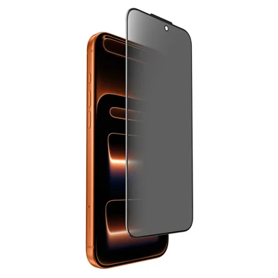 JOYROOM 18MQ12P لجهاز iPhone 18 Pro واقي شاشة خاصية حماية الخصوصية 2.5D من الزجاج عالي السيليكون والألومنيوم، غطاء كلي مع واقي من الغبار