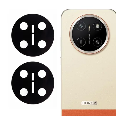 2 szt. na Honor X80 Pro Max 5G Ochraniacz Obiektywu Aparatu 2.5D Łukowy Brzeg Z Nadrukiem Szyfonowym Szklany Folii Pełnego Pokrycia - Czarny